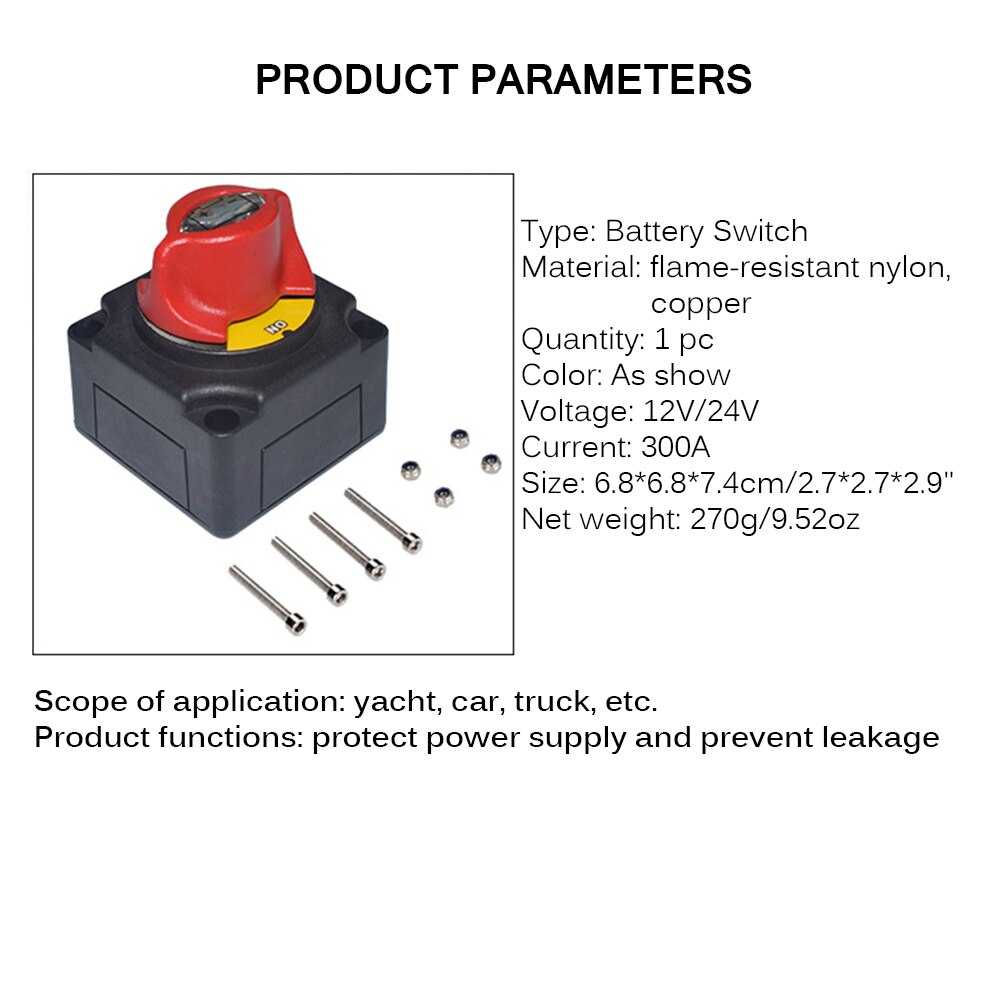 Universal Battery Cut Off Power Switch Isolator Master Waterproof 12v 24v For Marine RV Yacht Boat Truck Bus Motorcycle Car