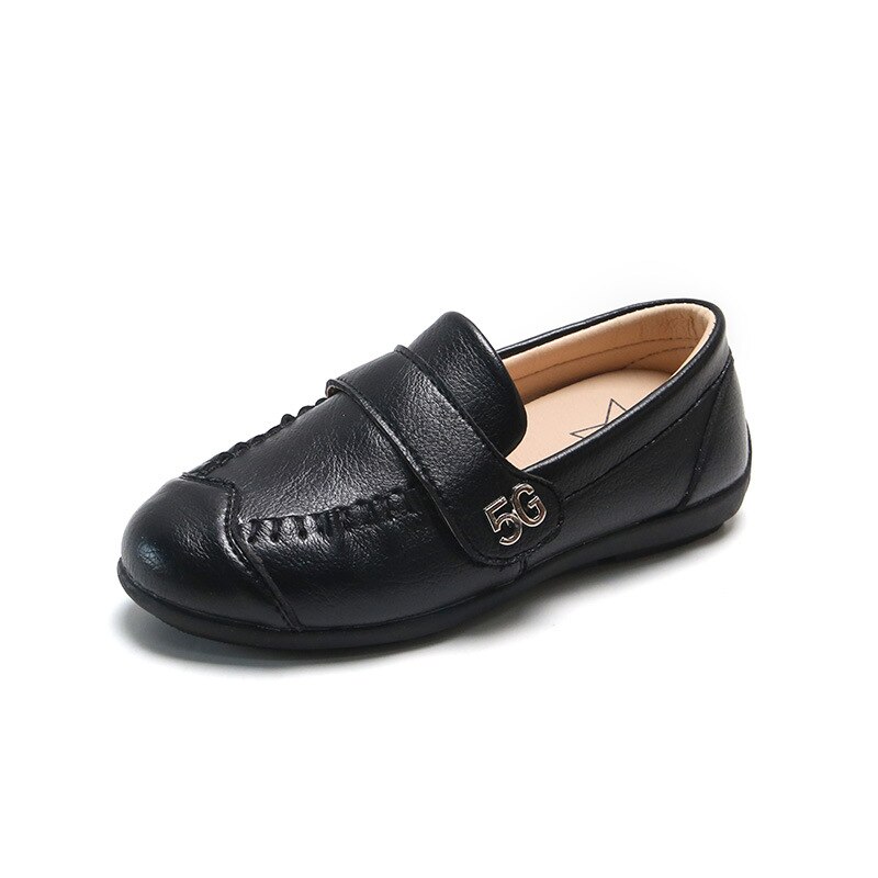 freundlicher Schuhe Jungen Leder lässig Schuhe Reine Farbe freundlicher Jungen Schuhe Weichen Boden retro Stil Schuh Baby Müßiggänger SMG187: SMG187Schwarz / CN 21 Einlegesohle 13cm