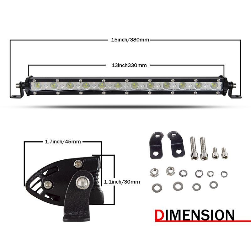 7 ''13'' 20Inch Offroad Led Licht Bar Flood Light Spotlight Combo 180W 60Leds Verlichting voor Jeep Auto 4WD Truck Suv Atv 12/24V: C 13in 36W 12LEDs