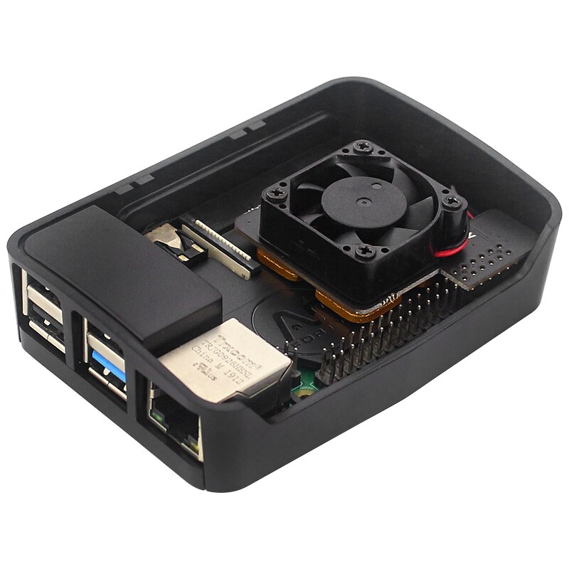 Raspberry Pi 4 POLY+ Vented Case ABS Enclosure Black Shell with Argon Mini PWM Speed Control Fans for Raspberry Pi 4 Model B