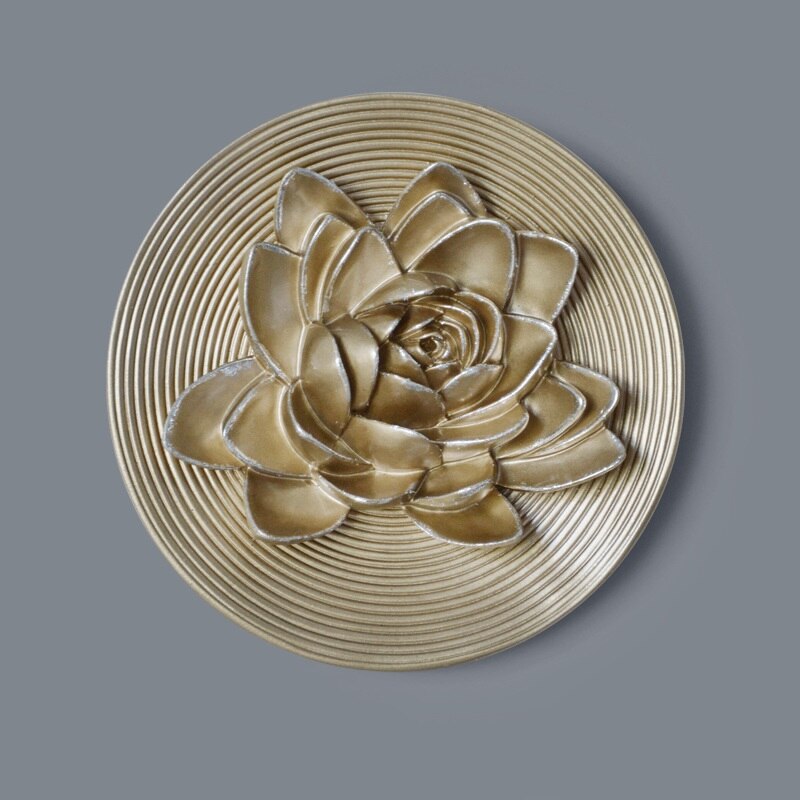 8 Inch Resin Flower Decorative Board Wall Panel Wall Decoration For Home Decoration Three-dimensional European hotel club hall a: Lotus B