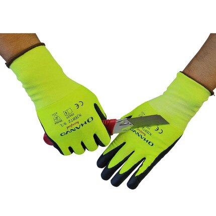 Hppe Foam Nirile Hoge Zichtbaarheid Veiligheid Handschoen Ce Anti Cut 3 Snijbestendige Werkhandschoenen