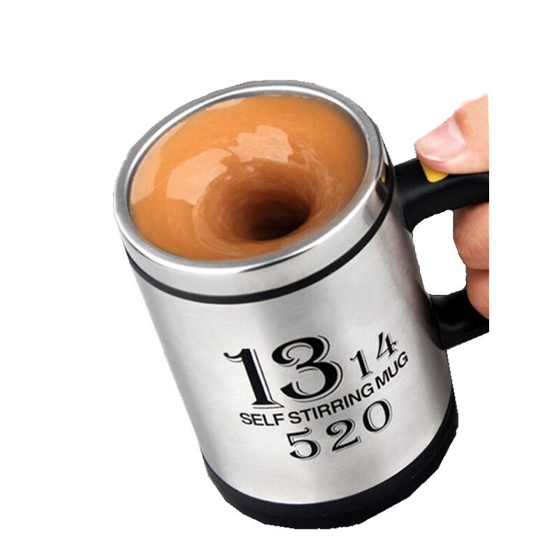 Taza de café creativa FEIGO de 400 ml, taza mezcladora automática eléctrica de acero inoxidable para mezclas y bebidas, taza de F256