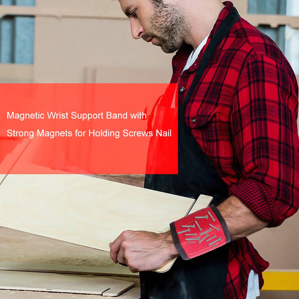 Muñequera magnética portátil, bolsa de herramientas con 3 imanes para electricista, soporte para herramientas de muñeca, tornillos, brocas, pulsera para herramienta de reparación