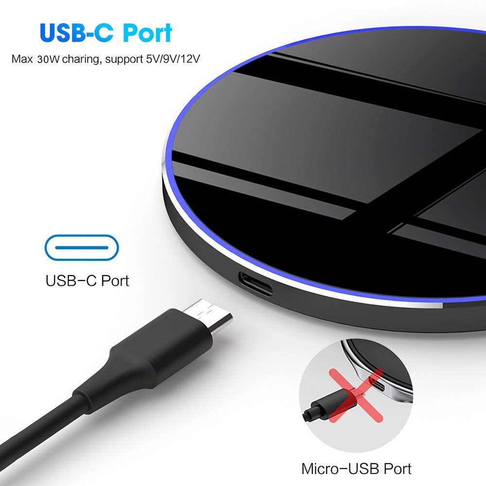 FDGAO-cargador inalámbrico para móvil, cargador inalámbrico rápido de 30W para Samsung S20, S10, Note 20, iPhone 12 Pro Max, 11, 8, X, XS, XR, Xiaomi Mi 10, 9, Huawei Mate 40 Pro
