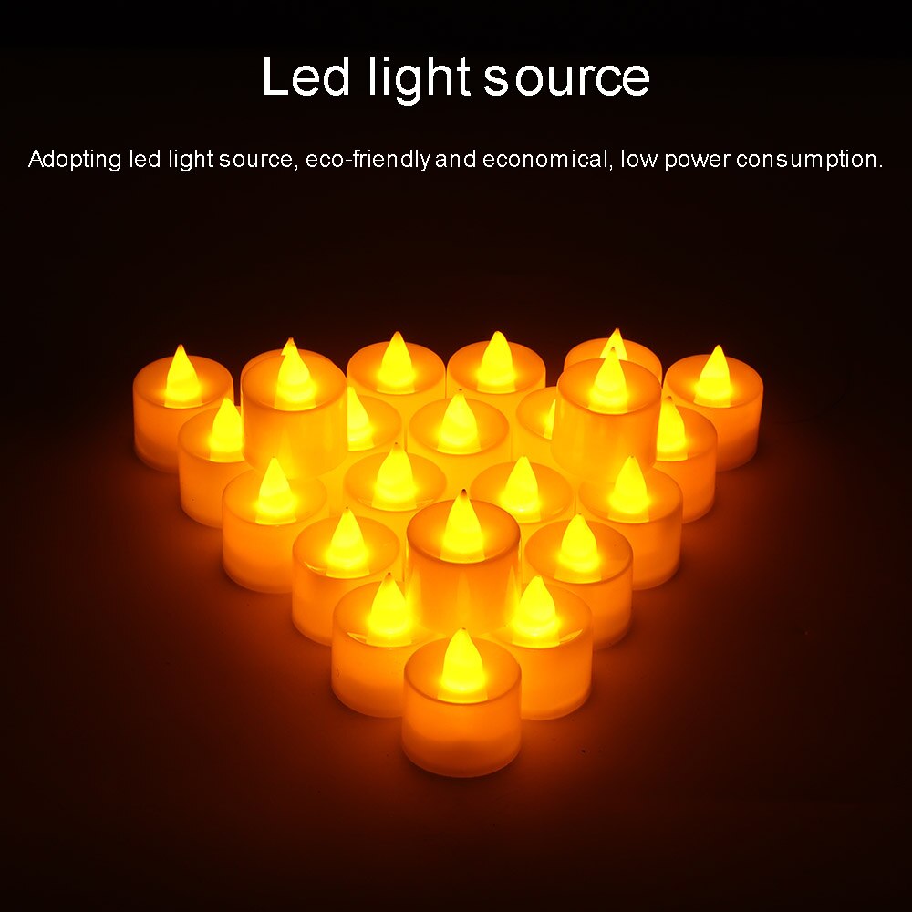 Lámpara de decoración para el hogar, luz Led de noche, blanca, redonda, amarilla, parpadeante, 24 Uds.