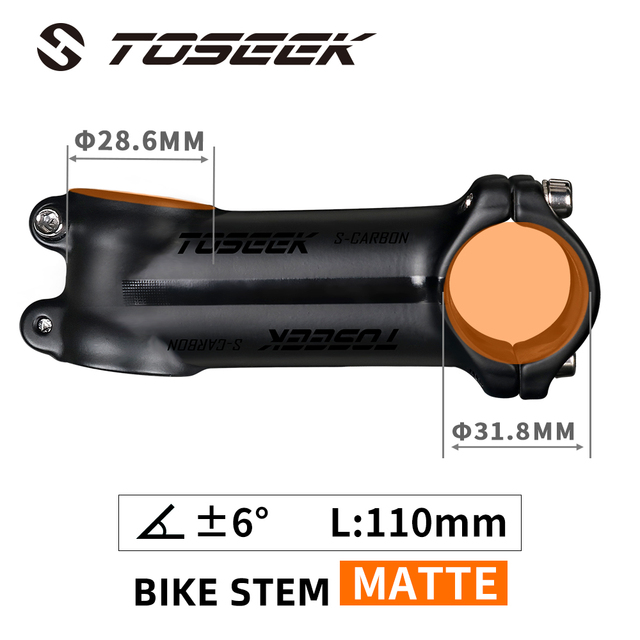 TOSEEK Ultralight Aluminum Bike Handlebar Stem 6° 7° 17° 25° Degree Mtb Stem 35mm-120mm Power Mtb 31.8mm Mountain Bicycle Stem