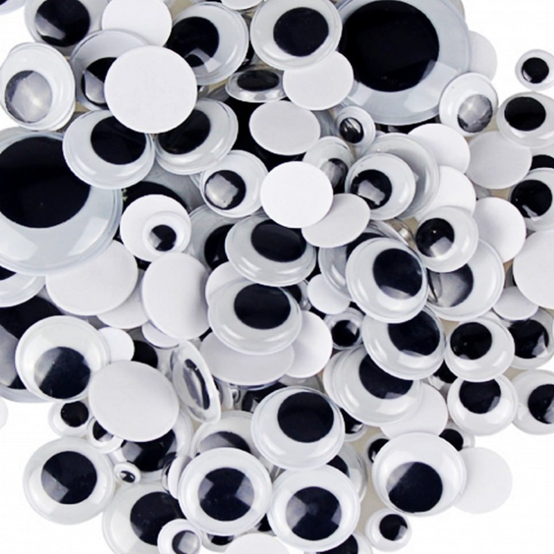 500pcs/lot Googly Eyes Stems Pompom Mixed Self-adhesive Eyes Glue On DIY For Toys Dolls Wiggly Eyeballs Scrapbooking Accessor