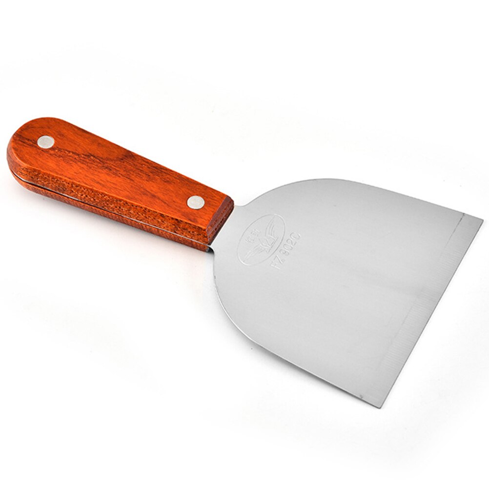 1pc stekspade spade träskaft pannkakor spatel pizzaserver kökstillbehör (brun + silver)