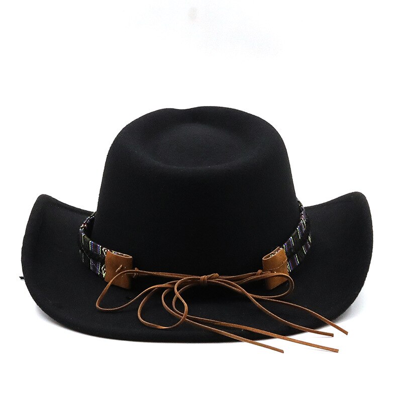 Western Cowboy Hoed Met Koe Hoofd Band Brede Rand Hoed Pop Jazz Hoed Winter Mannen Vrouwen Jazz Wollen Muts koe Meisje Hoed