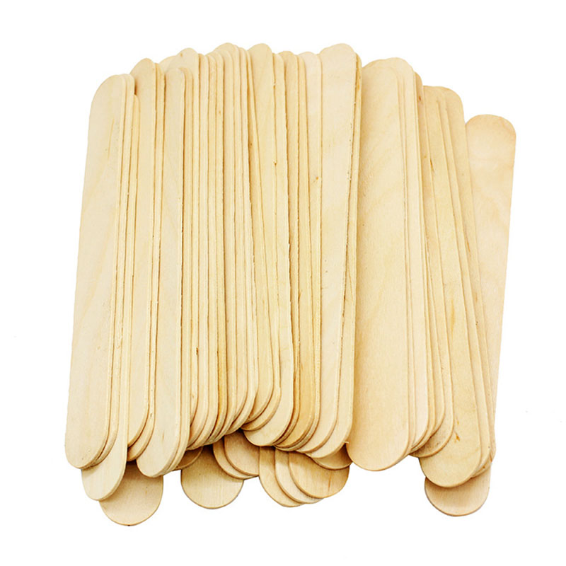 50x depresor de lengua de madera con cera desechable, palo de depilación corporal, depresor de lengua