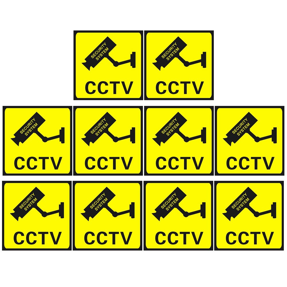 10PCS Waterdichte Video Camera Surveillance Beveiliging Stickers Decals Waarschuwing Alarm Borden voor Thuis Kantoor School Winkel 110x110mm