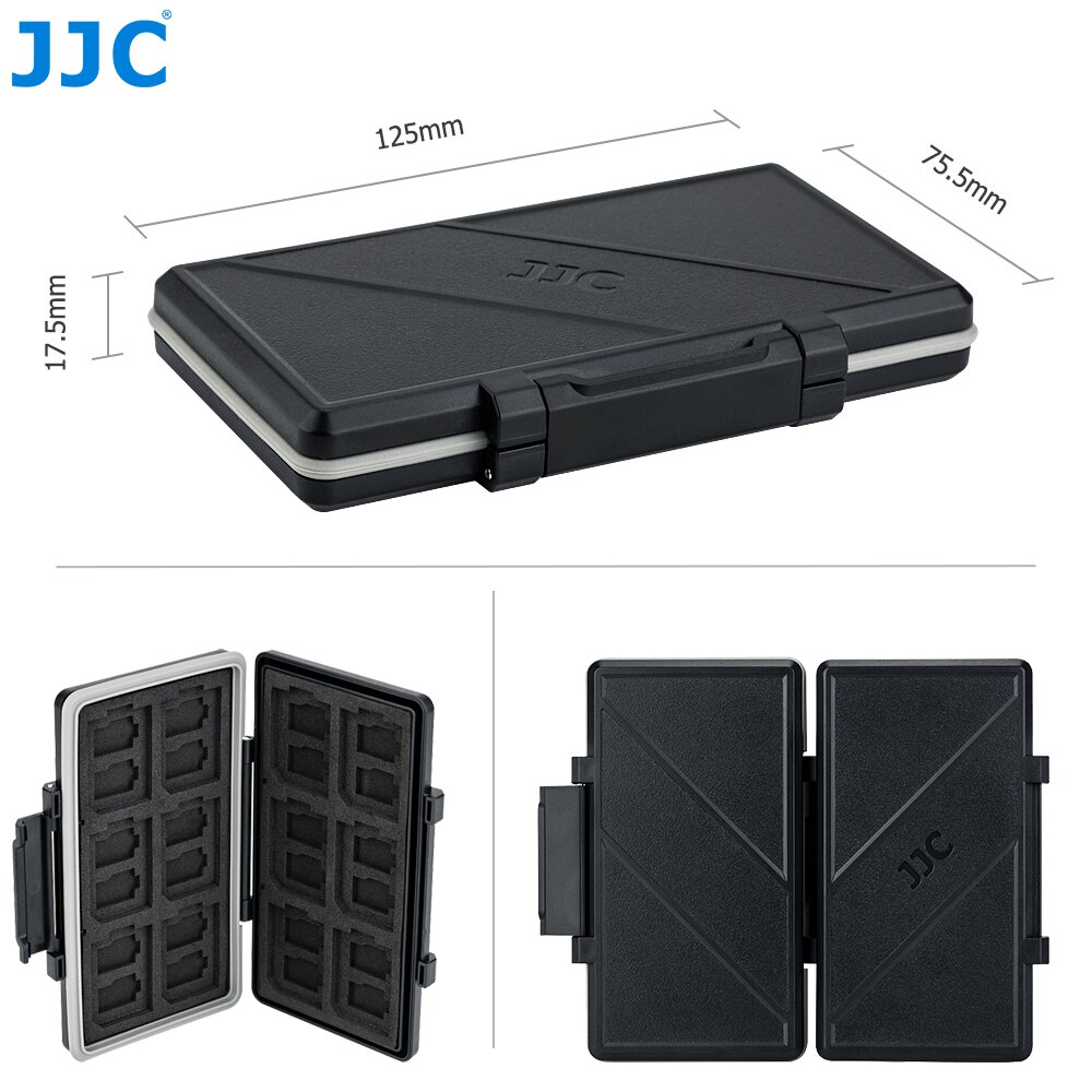 JJC – porte-cartes à 36 fentes, étanche, doublure souple, pour 24 TF Micro SD SDXC SDHC et 12 cartes SD, boîte de rangement