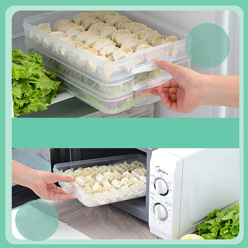 dumpling oppbevaringsboks plast kjøleskap frisk-holde 2-4 etterslep bærbar stabelbar dumpling container holder organizer