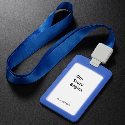 Porta badge identificativo in acrilico trasparente con custodia in silicone, cordino retrattile, porta documenti/crédito verticale, porta badge per due carte: BIANCO