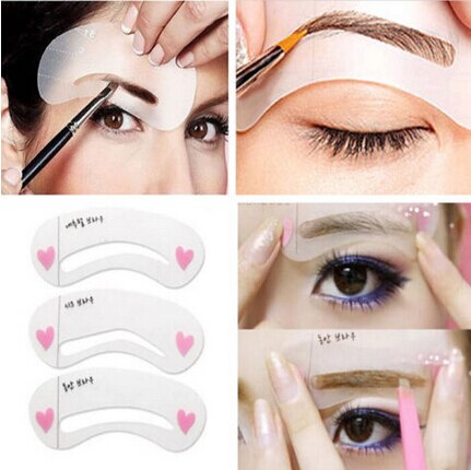 3 Stks/set 3 Stijlen Wenkbrauw Stencils Herbruikbare Wenkbrauw Tekening Gids Kaart Wenkbrauw Sjabloon Diy Make Up Gereedschap Wenkbrauw Stencils