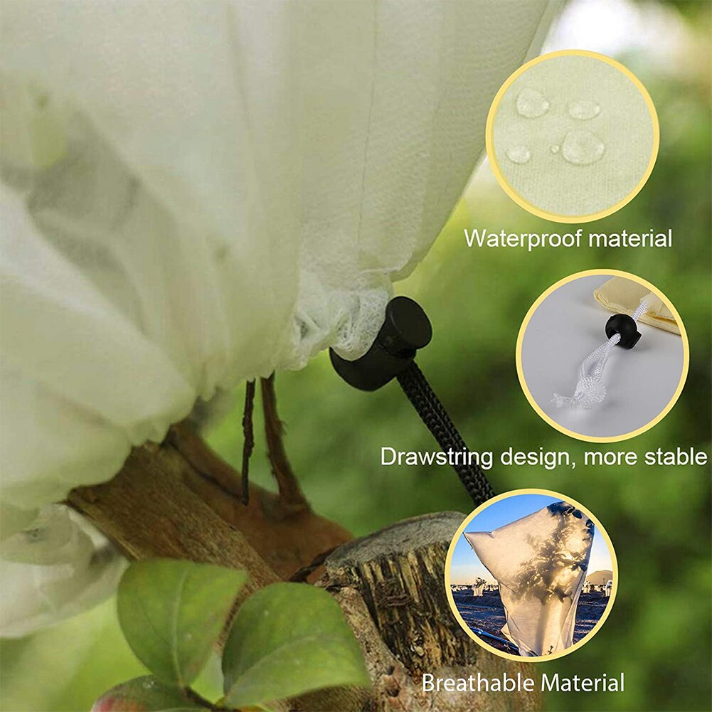 Frost Anti-Freeze Fruit Vegetable Jacket Warm Cover Tree Shrub Plant Protecting Bag Drawstring Plant Cover Frost Protection