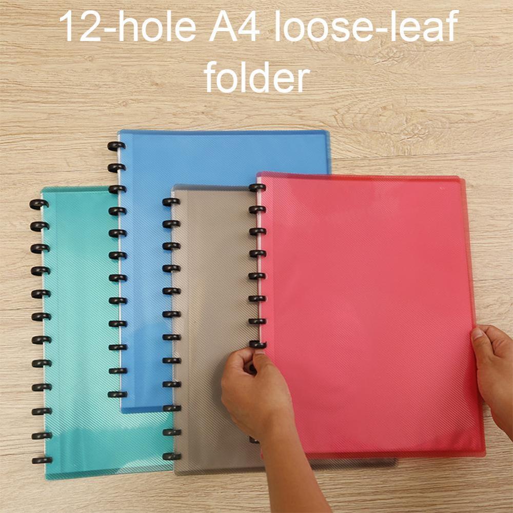1Pc A412Hole Colorful Plastic Clip File Folder Transparent School Office Binder Supplies Planner Notebook Loose Leaf Ring A H3Z3