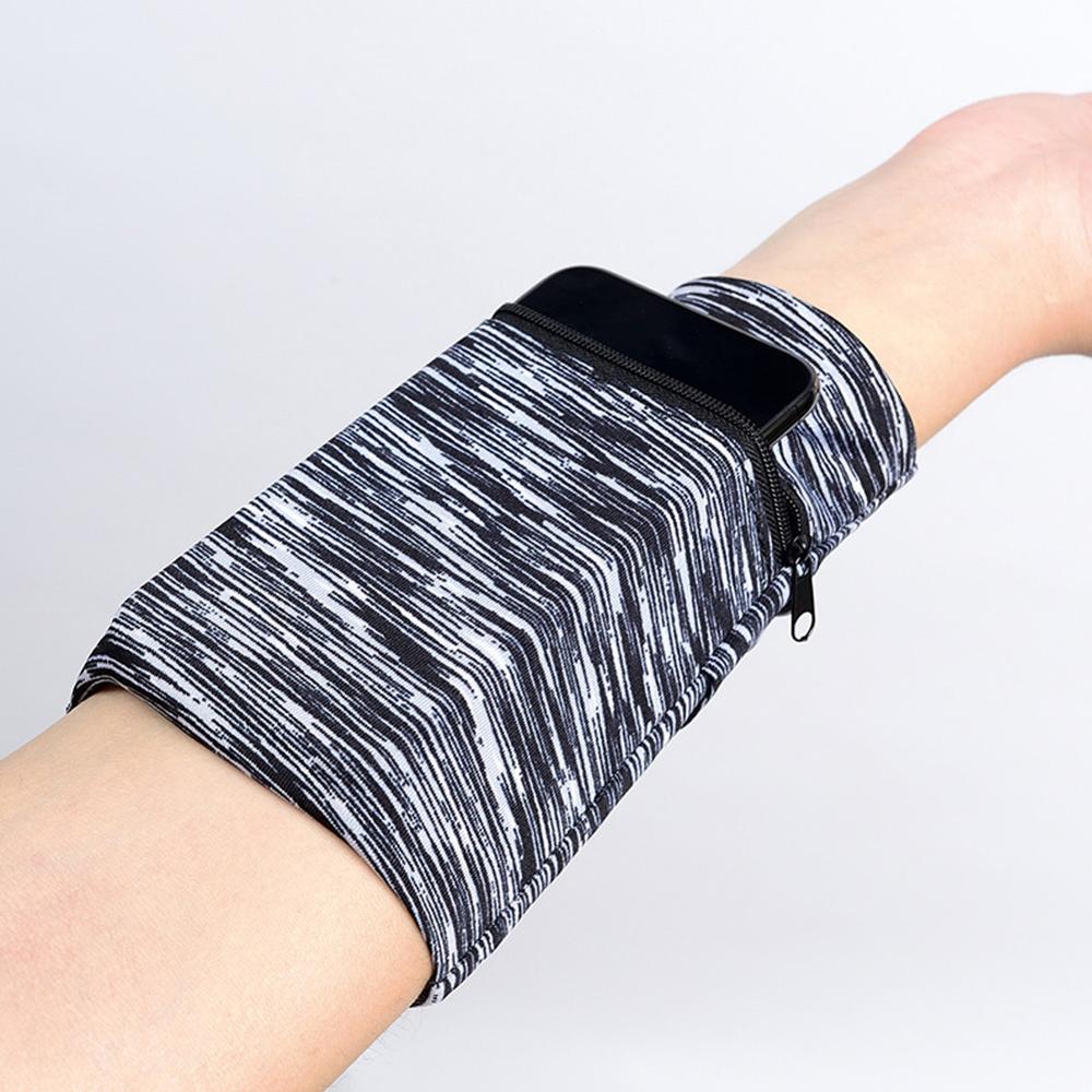 Multifunctionele Band Rits Enkel Wrap Sport Polsband Portemonnee Opbergtas Case Badminton Basketbal Polsband Zweetband: Black gray