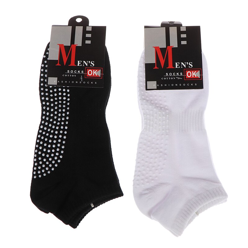 1pair Fitness Size 39-44 Men's Cotton Non-slip Yoga Socks With Grips Breathable Anti Skid Floor Socks For Pilates Gym Sock