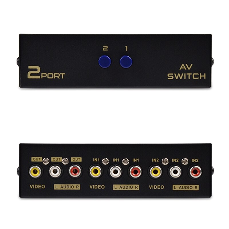 2 ports AV RCA commutateur 2 en 1 sortie Composite vidéo L/R sélecteur pour lecteur DVD