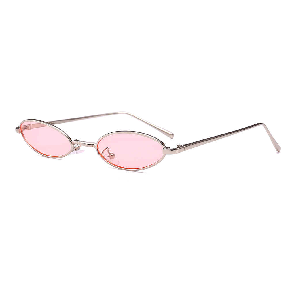Gafas de sol pequeñas Steampunk Vintage para hombre y mujer, anteojos de sol pequeños con marco de aleación, adorables, Mini gafas ovaladas, protección UV400: pink