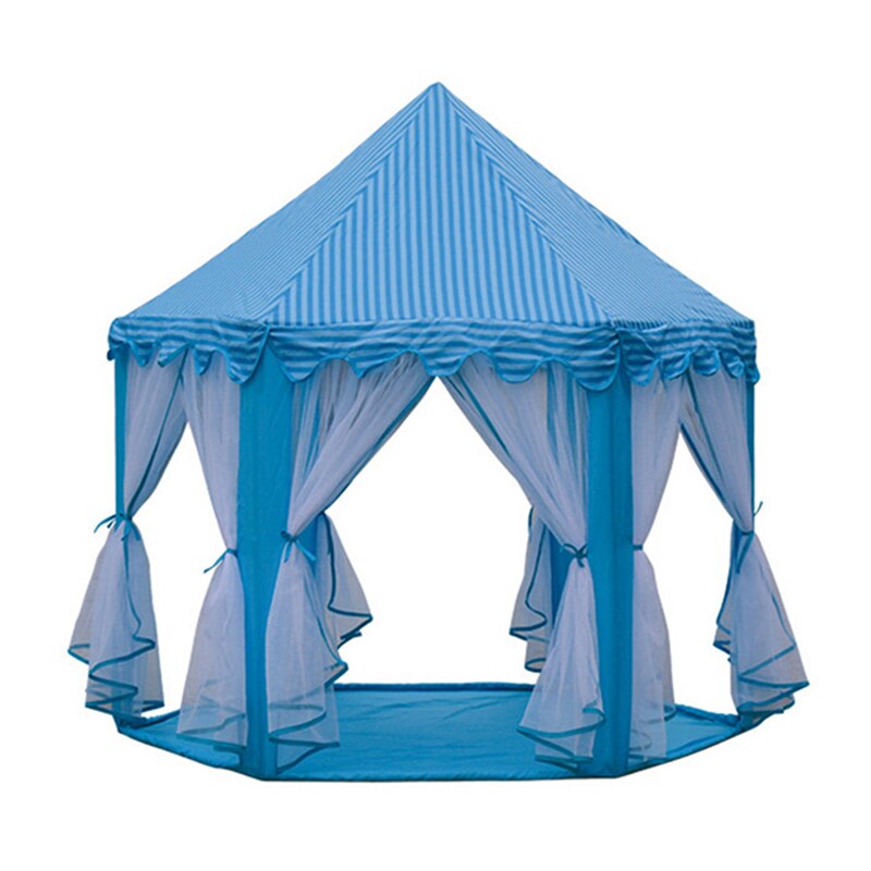 Zeshoekige Screen Kinderen Speelhuis Opvouwbare Pop-Up Indoor Outdoor Kid &#39;S Tent Speelgoed Huis Prinses Kasteel Kind Kamer decoraties: blue