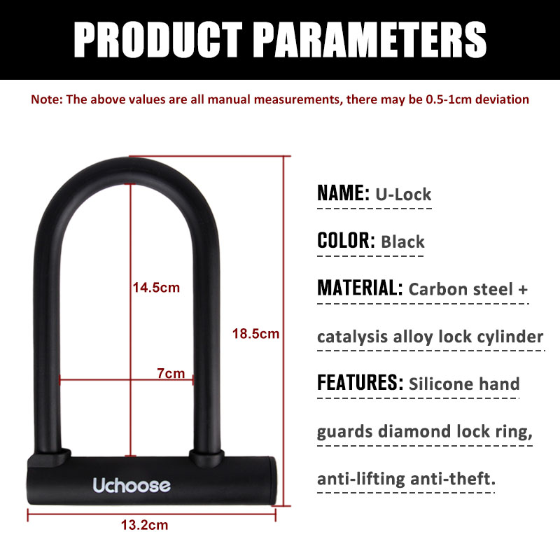 Candado antirrobo para bicicleta y moto en forma de U, accesorios prácticos para montar, candado de seguridad reforzado con llave, candado antirrobo