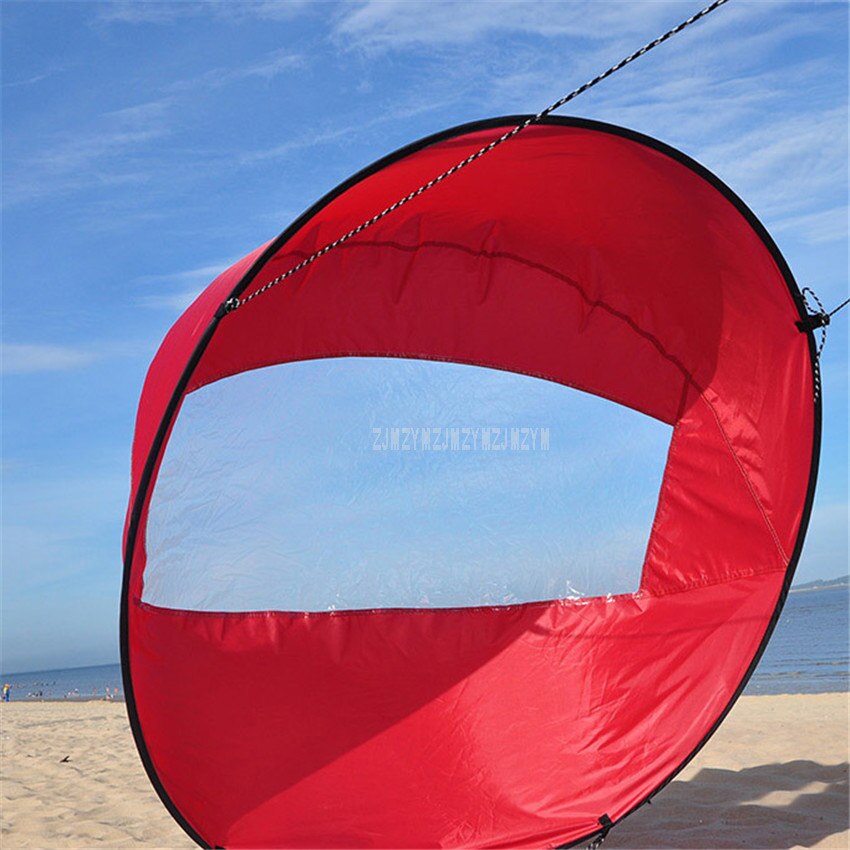 Bote de remos plegable de tamaño grande de 42/108cm para Kayak, vela de viento descendente, remo de canoa con ventana transparente, accesorio para barco a la deriva: Rojo