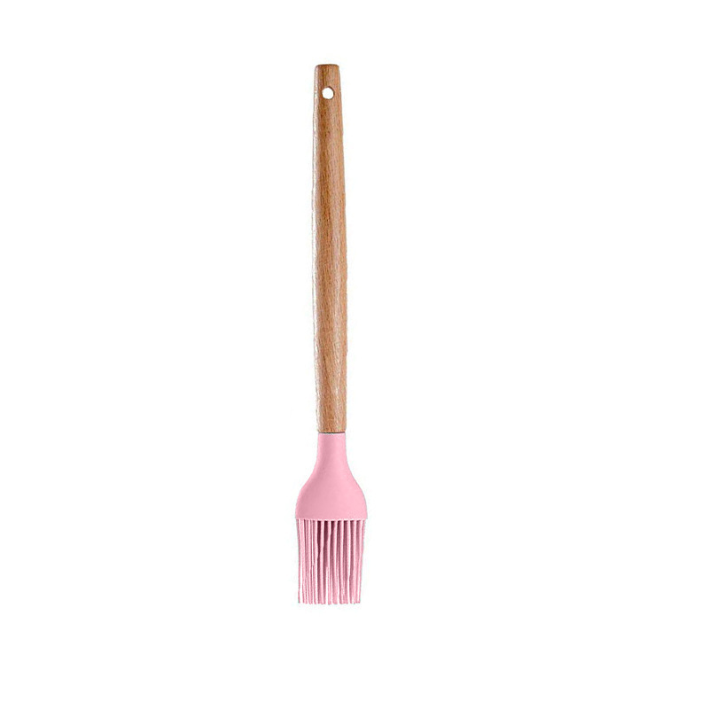 Rosa matlagningsredskap silikonredskap med trä multifunktionshandtag non-stick spatel slev äggvispar spade: Ljusgrön