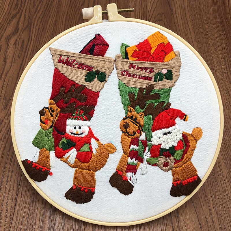 1 conjunto de ferramentas para bordado artesanal criativo de natal para iniciantes faça você mesmo kit de fios para ponto cruz: 1