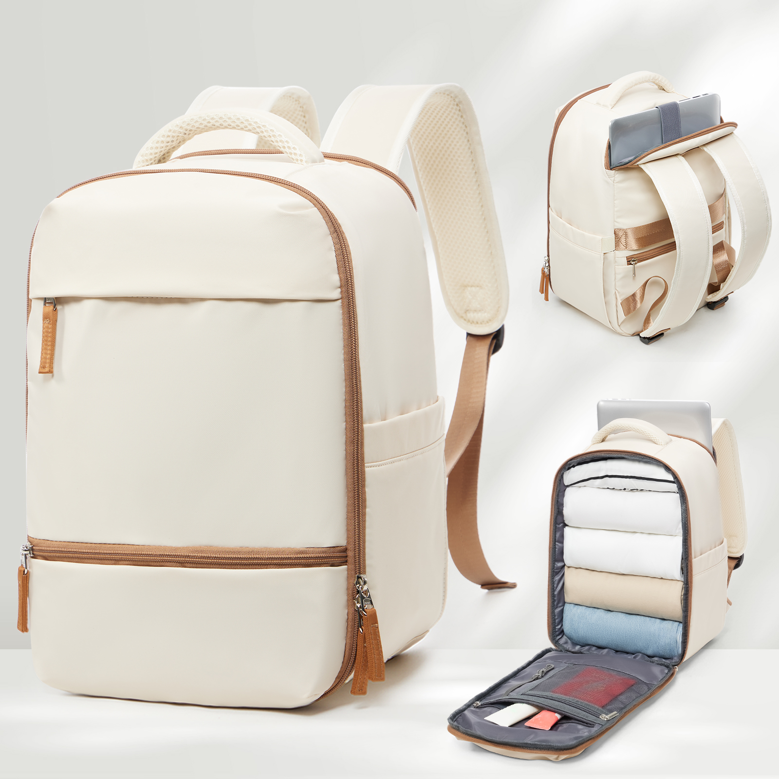 Ryanair-Sac à dos de voyage, cabine, avion, bagage à main, ordinateur portable, travail, affaires, école, voyage, 40x20x25: Beige