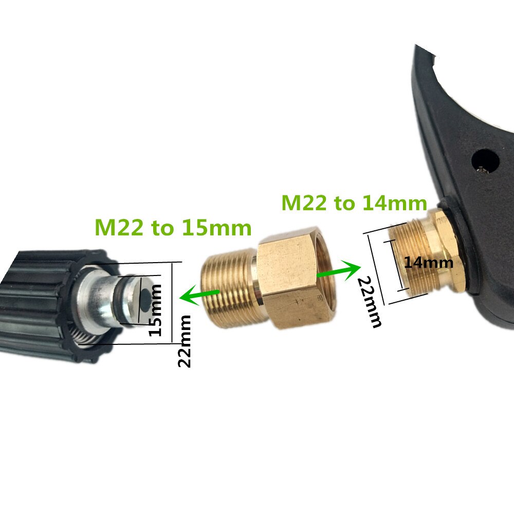 Messing højtryksrenser kobling  m22 diameter 15mm han til  m22 14mm indvendig gevind konnektor indvendig gevind slange rør adaptere