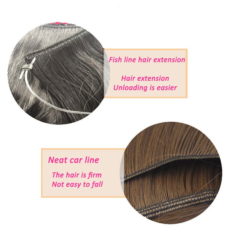24 pouces vague Halo Extensions de cheveux Invisible Ombre Bayalage synthétique naturel secousse caché Secret fil couronne gris rose