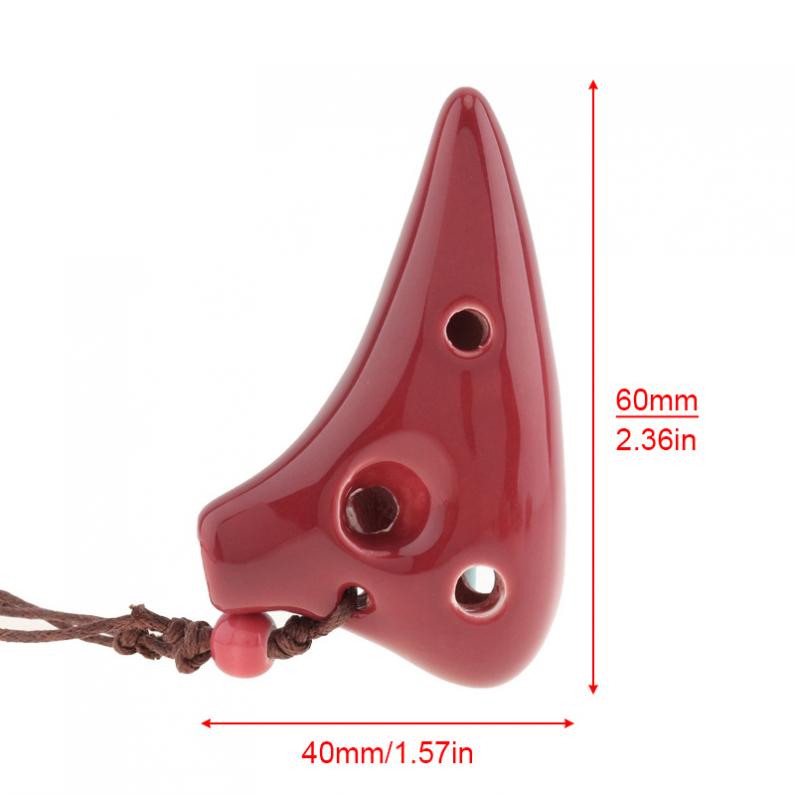 Mini collar de Alto ToneC de 6 agujeros, instrumento de flauta de cerámica Ocarina con cuerda para colgar, 4 colores opcionales: Coffee