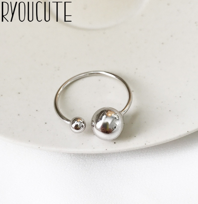Neue Nette Lustige Silber Farbe Perlen Ball Finger Ring Für Frauen Mädchen