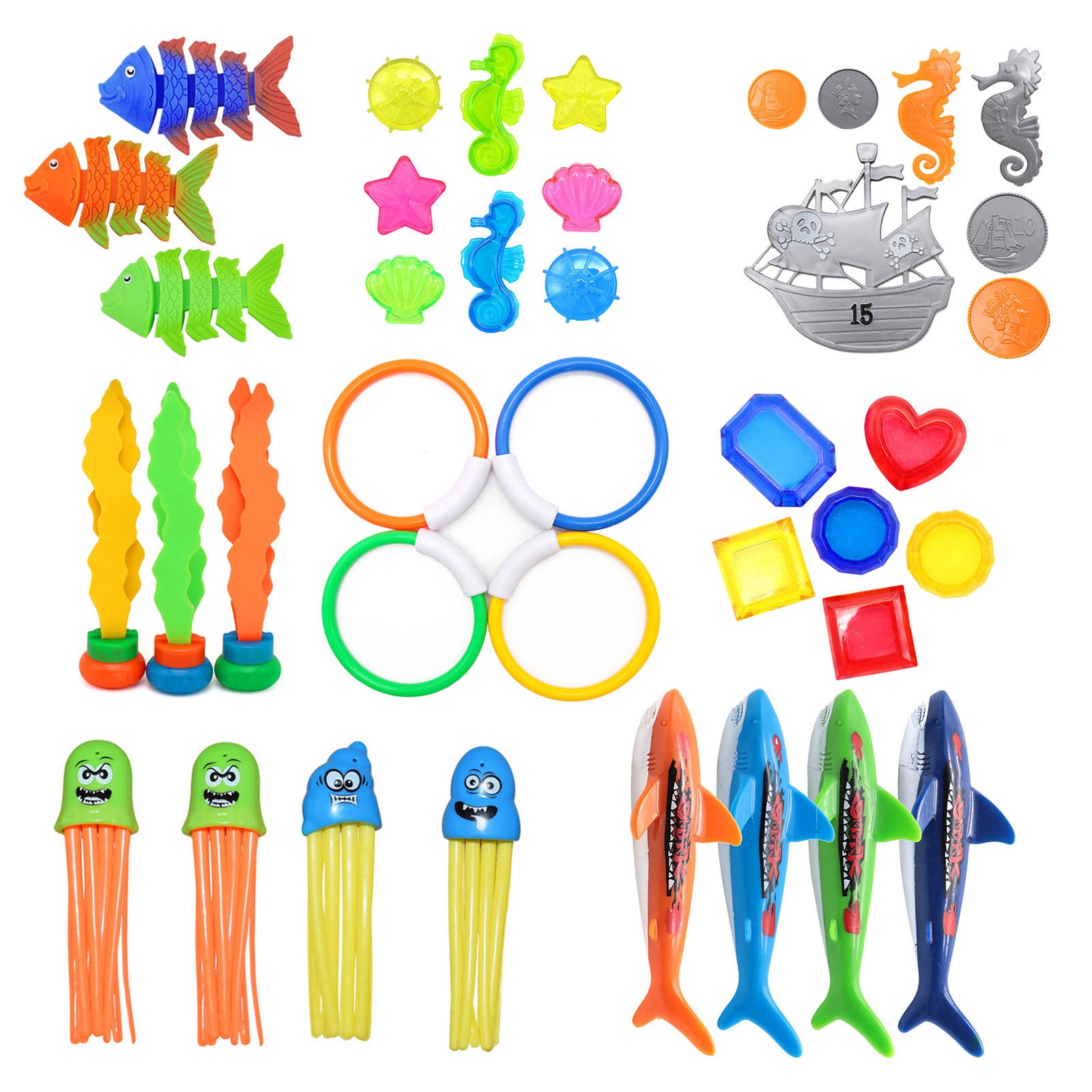 Set di giocattoli per piscina subacquea per immersioni subacquee gioco subacqueo anello per pesci piscina giochi d&#39;acqua Set regalo per allenamento giocattoli per bambini