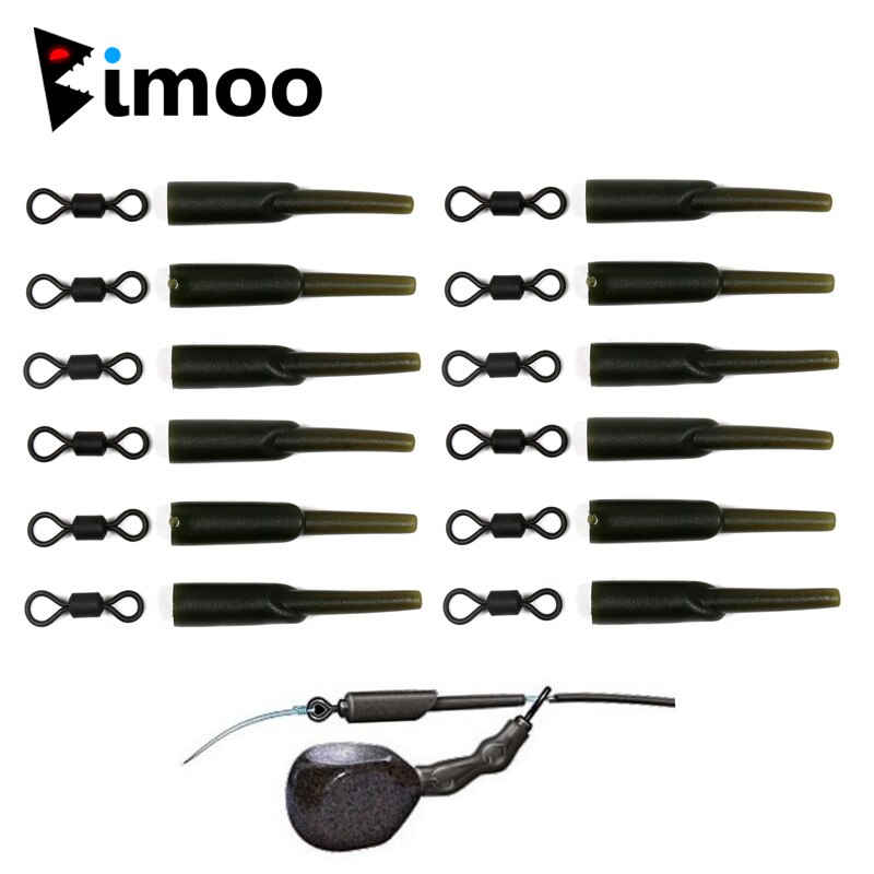 Bimoo-equipo de pesca de carpa, 24 Uds., manga de goma + giratorio, tope de plomo, sistema de seguridad encubierta, aparejos de Terminal de pesca gruesa