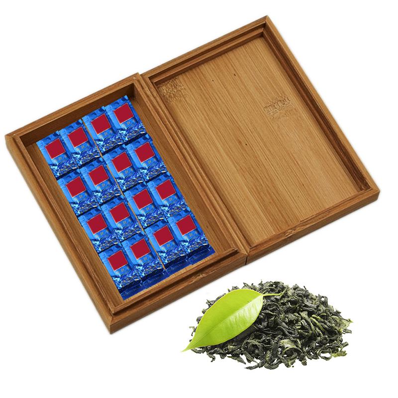 Tea Storage Box Bamboo and Wood Storage Bag Pulling Cover Tea Packaging Case Desktop Organizer