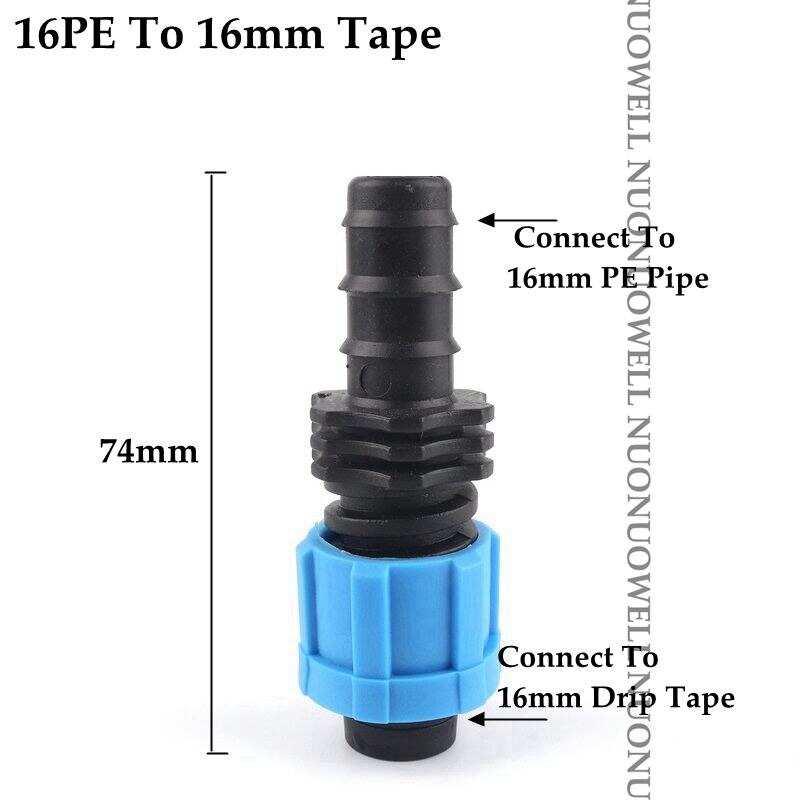 2 stücke 16mm Tropf Irrigaton Schlauch Anschlüsse Tropf Schlauch Armaturen Schloss Mutter Rohr Gelenke Micro Bewässerung System Garten Wasser stecker: 16PE-16mm Tape