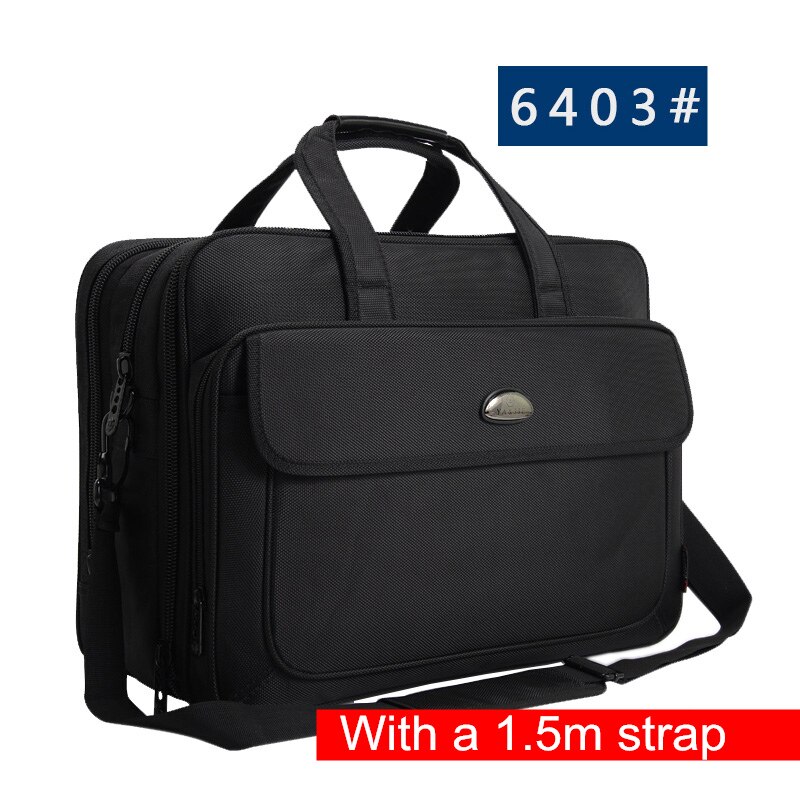 Brand Business 15.6 inch Laptop Waterproof Oxford Men Large Capacity Shoulder Strap Black Briefcase: 6403