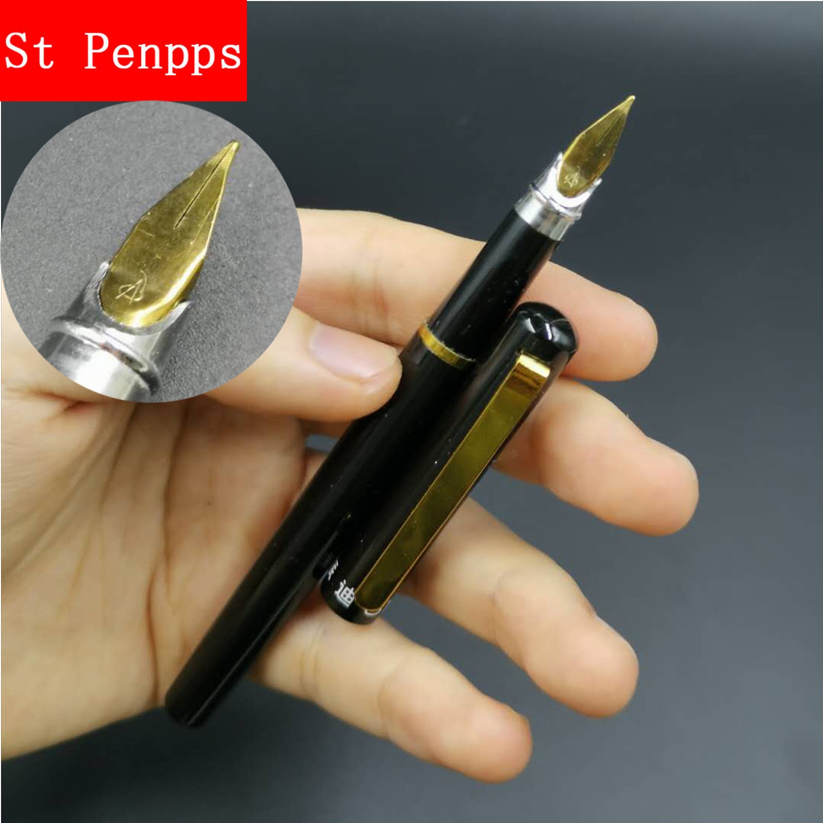 PD Black Fountain Pen Metal Ink Pen Fine Nib Aerometric Filler Business Stationery Office school supplies Writing