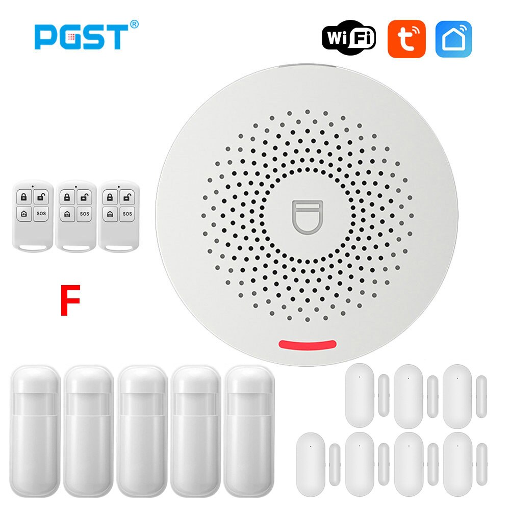 PGST – kit système d&#39;alarme de sécurité sans fil PW150, wi-fi, avec détecteur de mouvement, capteur de porte, application Tuya, contrôle pour maison intelligente