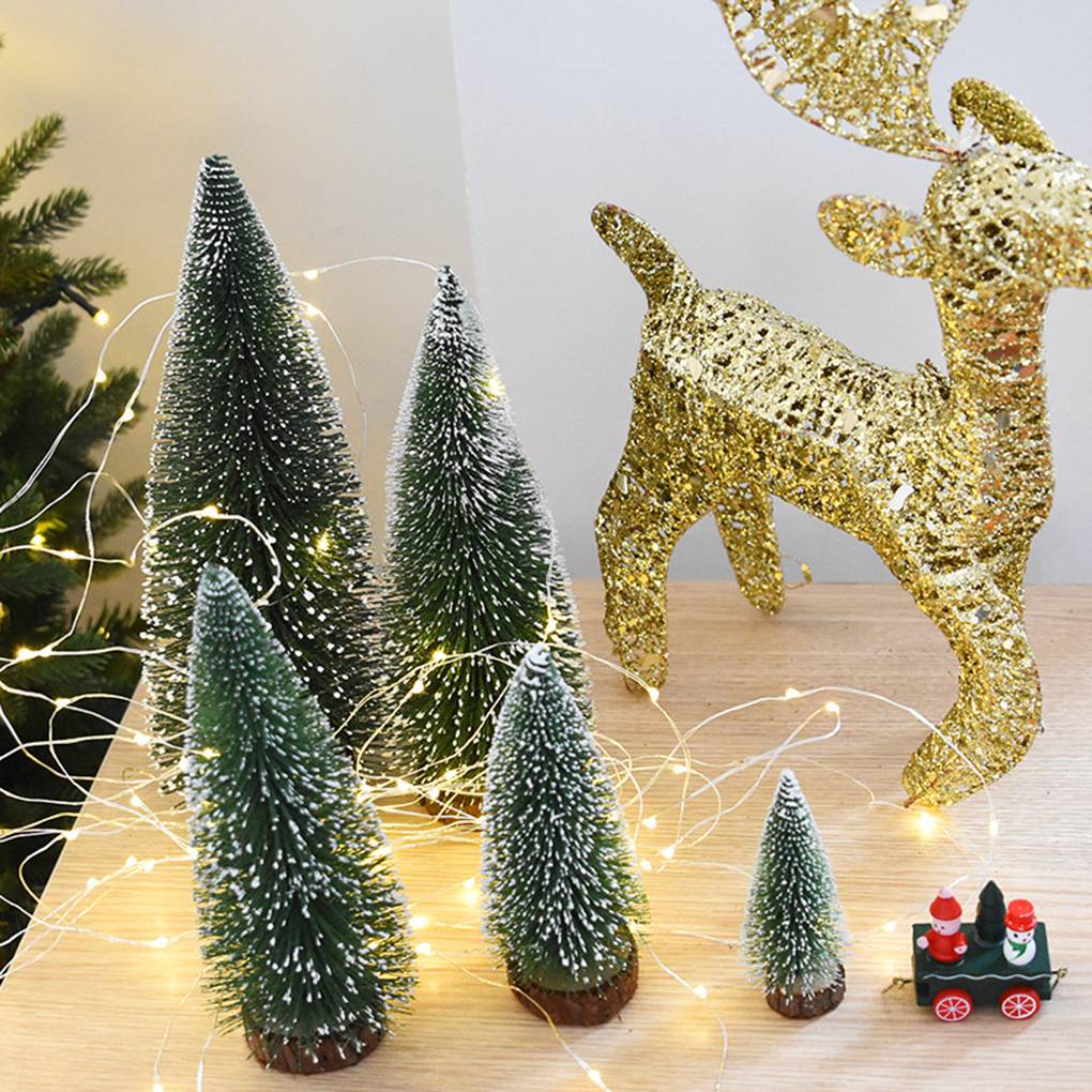 Mini Pino Artificial de sobremesa, adornos de Navidad para Festival, árboles en miniatura de plástico