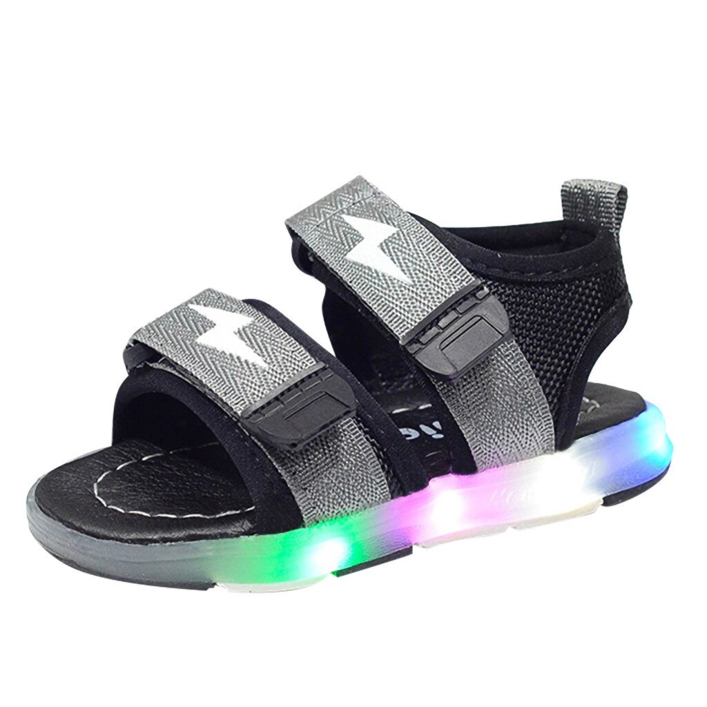 Children Sandals Summer Baby Boys Lightning Led Light Luminous Run Sport Sandals Sneakers Shoes Hollow Breathable Sandals