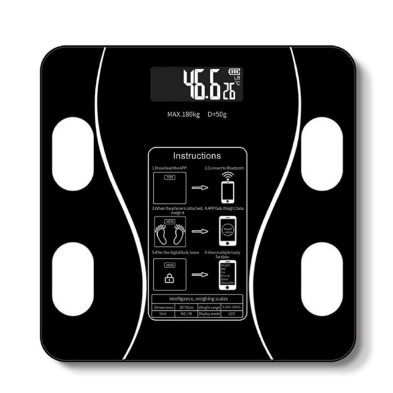 Body Fat Scale Smart Wireless Digital Bathroom Weight Scale Body Composition Analyzer With Smartphone App Bluetooth: black