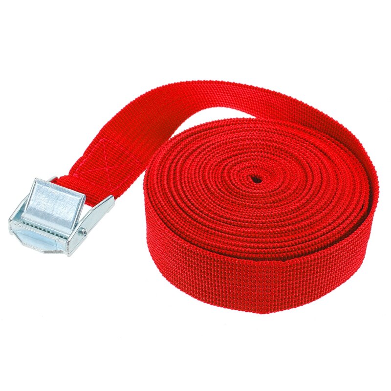 Sangle d'arrimage de corde de Tension de voiture 5M, sac de bagages, ceinture à cliquet solide, arrimage de cargaison avec tendeur de corde, boucle métallique de remorquage: Red Binding Belt