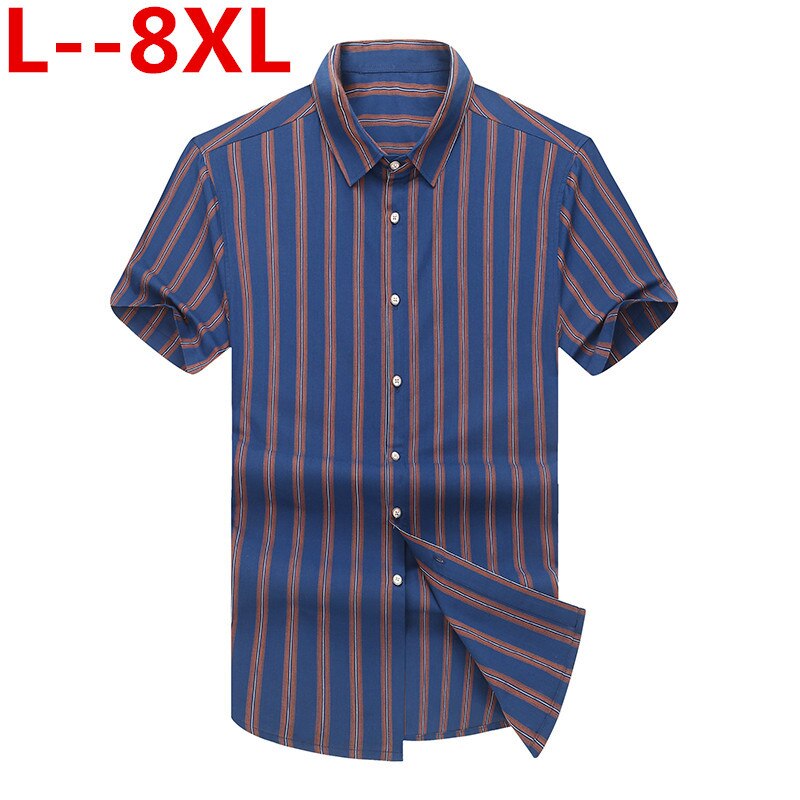 8xl 6xl 5xl katoenen overhemd heren zomer merk heren overhemd korte mouw slim fit chemise homme casual overhemden heren overhemden: 2 / Xl