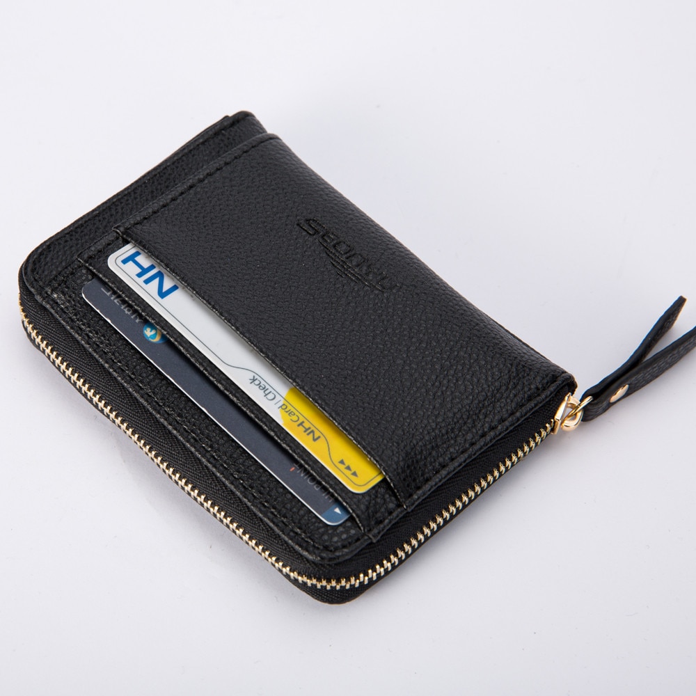 Cartera Retro de cuero de Color puro para hombre, billetera portátil de para tarjetas de identificación y crédito, bolso corto multifunción # p30