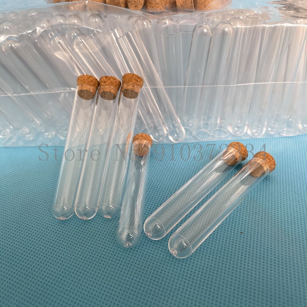 500pcs 13x78mm School Lab Clear Plastic Test Tubes With Corks Caps, Wedding Favor Tube, Party Candy Container